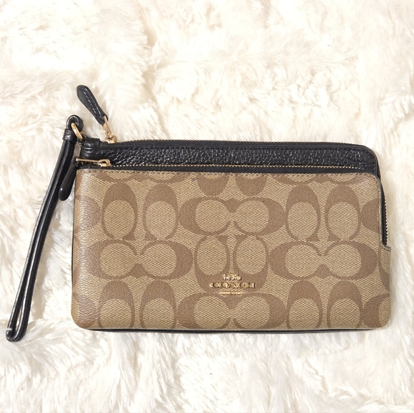 Coach Double Zip Wallet In Signature Canvas - Picture 1 of 7
